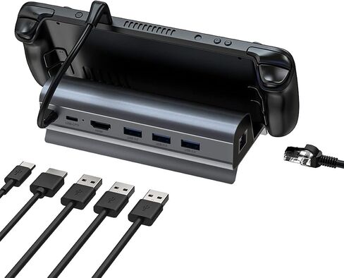محطة إرساء متوافقة مع Steam Deck، قاعدة Steam Deck 6 في 1 مع HDMI 2.0 4K @ 60 هرتز، جيجابت إيثرنت، 3 منافذ USB-A 3.0 ومنفذ شحن USB-C كامل السرعة متوافق مع منصة Steam Steam in Saudi Arabia