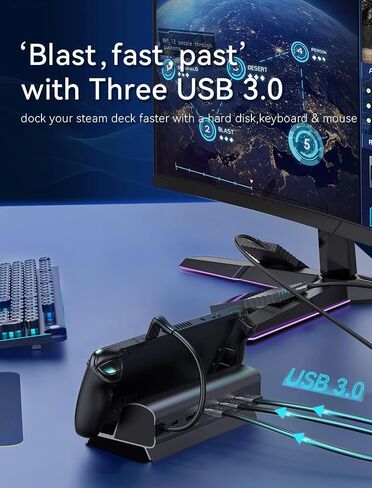 محطة إرساء متوافقة مع Steam Deck، قاعدة Steam Deck 6 في 1 مع HDMI 2.0 4K @ 60 هرتز، جيجابت إيثرنت، 3 منافذ USB-A 3.0 ومنفذ شحن USB-C كامل السرعة متوافق مع منصة Steam Steam in Saudi Arabia