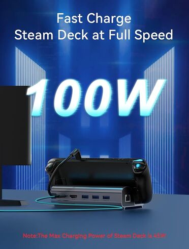 محطة إرساء متوافقة مع Steam Deck، قاعدة Steam Deck 6 في 1 مع HDMI 2.0 4K @ 60 هرتز، جيجابت إيثرنت، 3 منافذ USB-A 3.0 ومنفذ شحن USB-C كامل السرعة متوافق مع منصة Steam Steam in Saudi Arabia