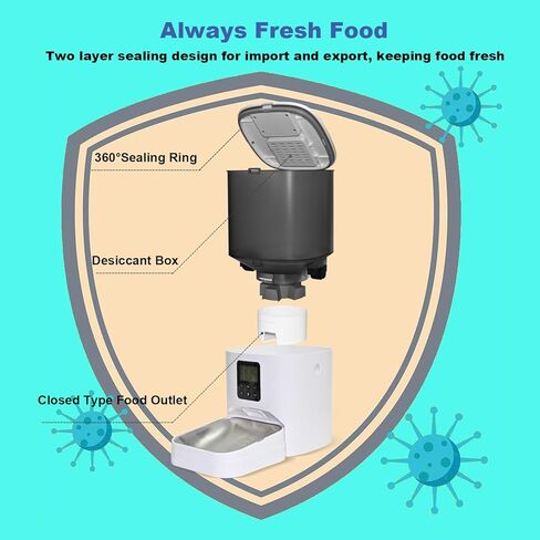 Automatic Cat Feeder, 4L Cat Food Dispenser with Timer Interactive Voice Recorder, Auto Cat Feeder with Desiccant Bag 1-8 Meals Dry Food, White Translucent in Kuwait