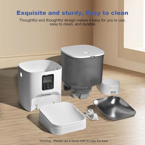 Automatic Cat Feeder, 4L Cat Food Dispenser with Timer Interactive Voice Recorder, Auto Cat Feeder with Desiccant Bag 1-8 Meals Dry Food, White Translucent in Kuwait