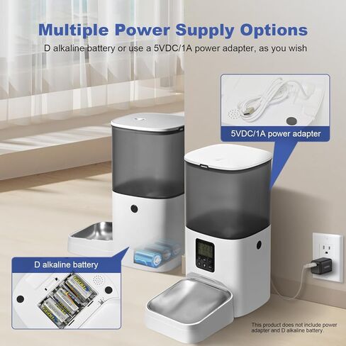 Automatic Cat Feeder, 4L Cat Food Dispenser with Timer Interactive Voice Recorder, Auto Cat Feeder with Desiccant Bag 1-8 Meals Dry Food, White Translucent in Kuwait