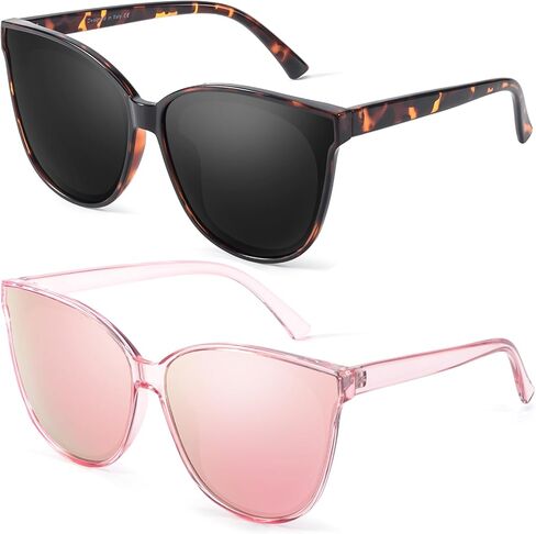 نظارة شمسية عين القطة للنساء، 2 قطعة، 2024 مستقطبة كبيرة الحجم وعصرية وظلال عتيقة in Kuwait