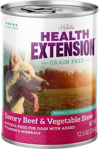 Health Extension Variety Pack of Wet Dog Food Chunky Chicken Stew Canned and Savory Beef & Vegetable Stew Canned - 12.5 Oz / 374g Each, Gluten & Grain-Free, Added Vitamins & Mineral in Kuwait