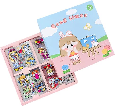 Diary 400PCS/100Sheets Cartoon Stickers, Transparent PET Scrapbooking Clipping Supplies Decals, Cute, Kawaii, Unisex Fun, Creative, Colorful, DIY Craft, Planner Stickers for Kids, Teens Gifts in Saudi Arabia