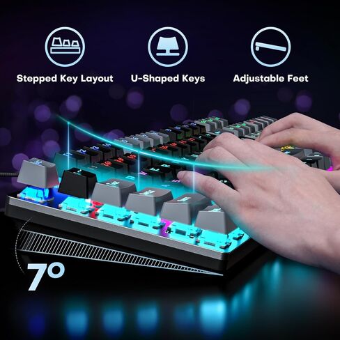 لوحة مفاتيح ميكانيكية للألعاب من AULA، لوحة مفاتيح ميكانيكية تحتوي على 104 مفاتيح مع إضاءة خلفية RGB، لوحة مفاتيح سلكية معدنية بالكامل، لوحة مفاتيح USB مضادة للظلال، مفاتيح بنية مع مفاتيح قابلة للبرمجة لألعاب MAC Xbox PC in Kuwait