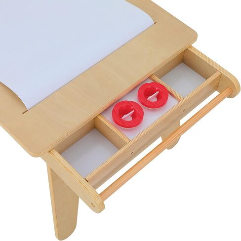 MEEDEN Kids Table and Chair Set, Kids Art Table with 2 Stools, Storage Bag & Paper Roll, Kids Desk & Chair Set, Craft Table and Chairs for Toddlers, Toddler Wooden Table,[50''L×23.6''W×22.5''H] in Saudi Arabia