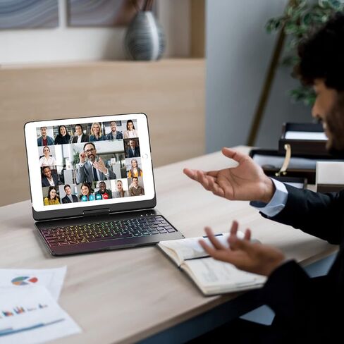 HZD Keyboard Case for iPad 5th/6th Gen 2017/2018 - iPad Air 2/1 iPad Case with Keyboard, 360 Screen Rotation - Wireless/BT - Backlit 10 Color Keyboard Case for iPad Pro 9.7, Auto Sleep/Wake - Black in Kuwait