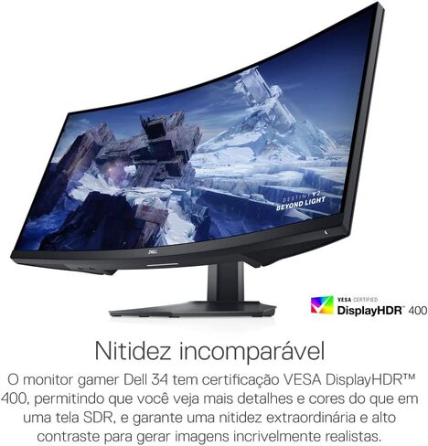 Dell S3422DWG 34 inch WQHD (3440x1440) 21:9 1800R Curved Gaming Monitor, 144Hz, VA, 1ms MPRT, AMD FreeSync Premium Pro, HDR 400, DisplayPort, 2X HDMI, 5X USB in Saudi Arabia