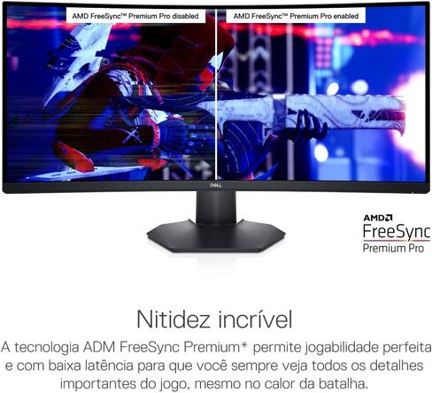 Dell S3422DWG 34 inch WQHD (3440x1440) 21:9 1800R Curved Gaming Monitor, 144Hz, VA, 1ms MPRT, AMD FreeSync Premium Pro, HDR 400, DisplayPort, 2X HDMI, 5X USB in Saudi Arabia