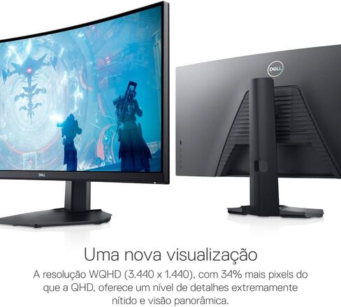 Dell S3422DWG 34 inch WQHD (3440x1440) 21:9 1800R Curved Gaming Monitor, 144Hz, VA, 1ms MPRT, AMD FreeSync Premium Pro, HDR 400, DisplayPort, 2X HDMI, 5X USB in Saudi Arabia