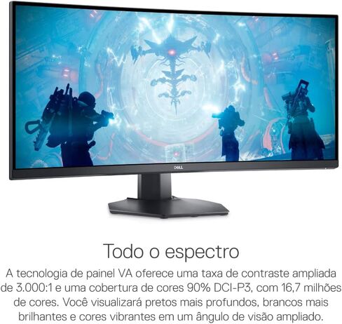 Dell S3422DWG 34 inch WQHD (3440x1440) 21:9 1800R Curved Gaming Monitor, 144Hz, VA, 1ms MPRT, AMD FreeSync Premium Pro, HDR 400, DisplayPort, 2X HDMI, 5X USB in Saudi Arabia