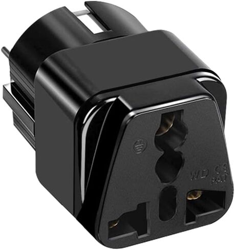 (2pack) EU4.8MM to UK Socket Travel Adaptor,European 2 pin Standard Travel Adapter,German Plug to a Variety of National Socket Travel Conversion Plugs,German Plug to USA 2/3 Holes (Black) in Saudi Arabia