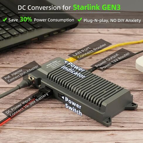 Starlink DC Conversion KT,XTAR EL6 V3 12V to 56V All-in-one DC Power Supply for Starlink Standard ACTUATED (Gen 3),Reduce Power Consumption (EL6 KT) in Saudi Arabia