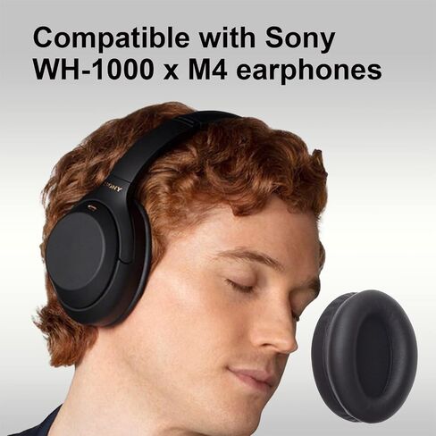 Replacement Earpads Compatible with Sony WH-1000XM4 Headphones, WH1000XM4 Extra Thick Ear Pads Cushions with Noise Isolation Memory Foam, Soft PU Leather Cushions, Without Affecting Sensor-Black in Kuwait