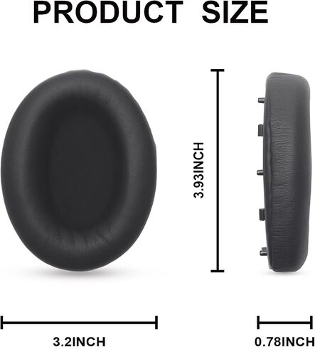 Replacement Earpads Compatible with Sony WH-1000XM4 Headphones, WH1000XM4 Extra Thick Ear Pads Cushions with Noise Isolation Memory Foam, Soft PU Leather Cushions, Without Affecting Sensor-Black in Kuwait