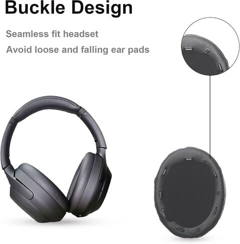 Replacement Earpads Compatible with Sony WH-1000XM4 Headphones, WH1000XM4 Extra Thick Ear Pads Cushions with Noise Isolation Memory Foam, Soft PU Leather Cushions, Without Affecting Sensor-Black in Kuwait