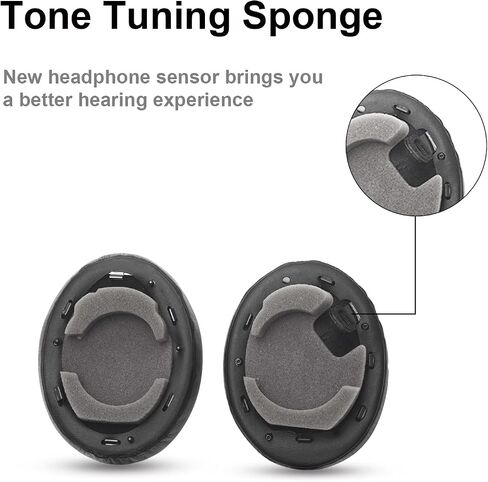 Replacement Earpads Compatible with Sony WH-1000XM4 Headphones, WH1000XM4 Extra Thick Ear Pads Cushions with Noise Isolation Memory Foam, Soft PU Leather Cushions, Without Affecting Sensor-Black in Kuwait