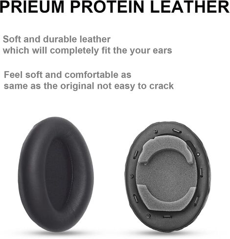 Replacement Earpads Compatible with Sony WH-1000XM4 Headphones, WH1000XM4 Extra Thick Ear Pads Cushions with Noise Isolation Memory Foam, Soft PU Leather Cushions, Without Affecting Sensor-Black in Kuwait