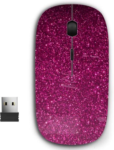 2.4G Ergonomic Portable USB Wireless Mouse for PC, Laptop, Computer, Notebook with Nano Receiver (Pink Glitter Texture) in Saudi Arabia