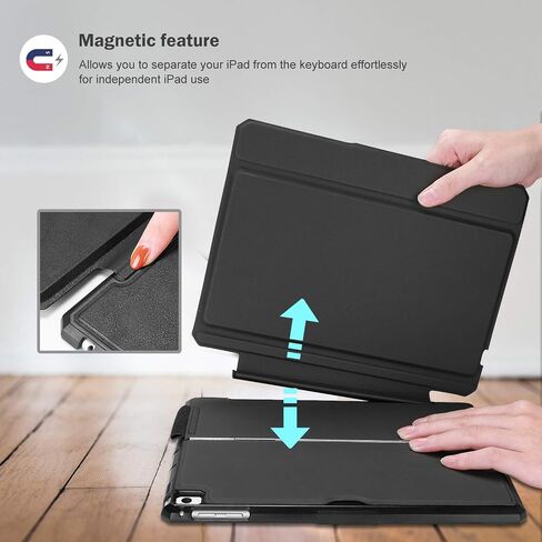 ProCase Keyboard Case for iPad 9.7 2018/2017 (Old Model), Slim Multi Angle Stand Cover Case with Detachable Wireless Keyboard for iPad 9.7 6th / 5th Gen -Black in Saudi Arabia