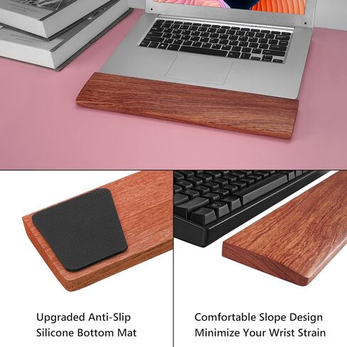 مسند معصم للوحة المفاتيح من خشب الورد، وسادة معصم للوحة مفاتيح الألعاب من خشب الجوز، مسند للمعصم، مسند لراحة اليد، حامل وسادة اليد، مسند راحة اليد للمكتب والألعاب (خشب الورد قطعة واحدة 87 مفتاحًا) in Kuwait