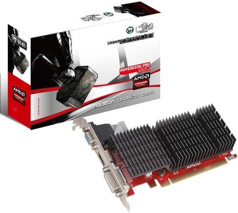 بطاقة الرسومات maxsun AMD Radeon R5 220 2GB GPU (DVI-I، HDMI، VGA) - جاهزة للملف الشخصي المنخفض in Kuwait