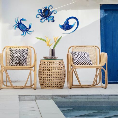 TERKEPT Metal Ocean Wall Sculptures Outdoor Metal Sea Star Conch Wall Art Decor Pool Garden Patio Bathroom Yard Farmhouse Fence Deck in Kuwait