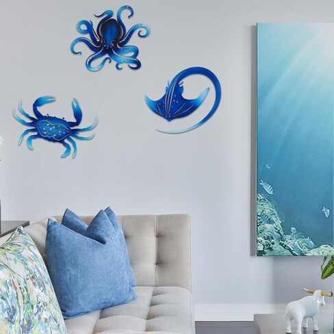 TERKEPT Metal Ocean Wall Sculptures Outdoor Metal Sea Star Conch Wall Art Decor Pool Garden Patio Bathroom Yard Farmhouse Fence Deck in Kuwait