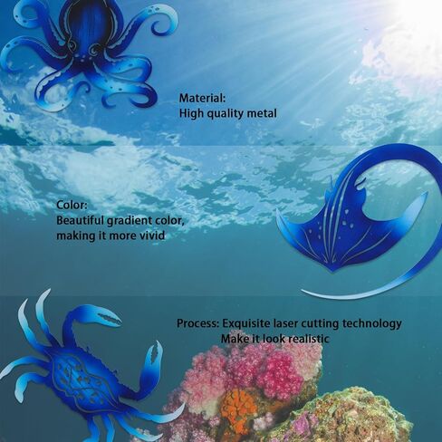 TERKEPT Metal Ocean Wall Sculptures Outdoor Metal Sea Star Conch Wall Art Decor Pool Garden Patio Bathroom Yard Farmhouse Fence Deck in Kuwait