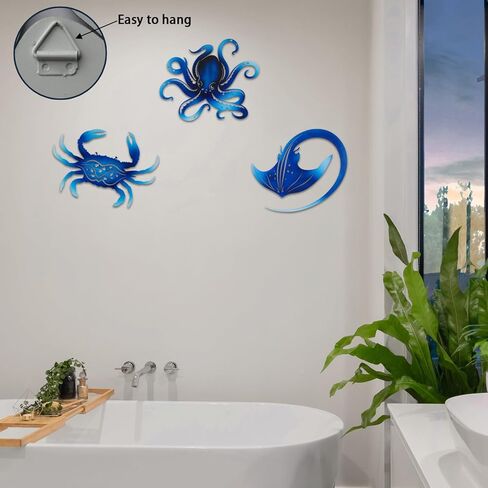 TERKEPT Metal Ocean Wall Sculptures Outdoor Metal Sea Star Conch Wall Art Decor Pool Garden Patio Bathroom Yard Farmhouse Fence Deck in Kuwait