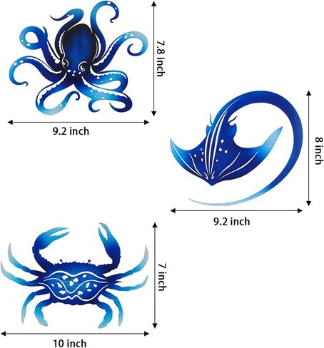 TERKEPT Metal Ocean Wall Sculptures Outdoor Metal Sea Star Conch Wall Art Decor Pool Garden Patio Bathroom Yard Farmhouse Fence Deck in Kuwait