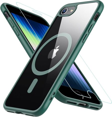 حافظة BESINPO المغناطيسية لهاتف iPhone SE 2022/SE 2020/8/7، مع واقي شاشة من الزجاج المقوى، [متوافقة مع MagSafe]، غطاء عسكري مقاوم للصدمات لهاتف iPhone SE 3/SE 2/8/7 مقاس 4.7 بوصة، أسود in Saudi Arabia