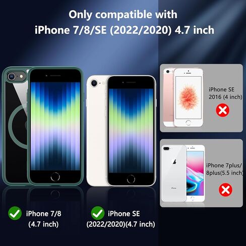 حافظة BESINPO المغناطيسية لهاتف iPhone SE 2022/SE 2020/8/7، مع واقي شاشة من الزجاج المقوى، [متوافقة مع MagSafe]، غطاء عسكري مقاوم للصدمات لهاتف iPhone SE 3/SE 2/8/7 مقاس 4.7 بوصة، أسود in Saudi Arabia