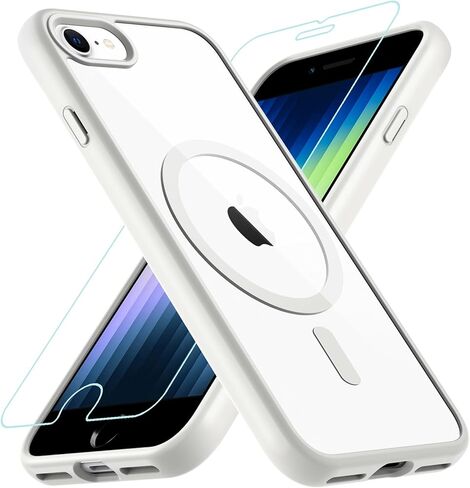 حافظة BESINPO المغناطيسية لهاتف iPhone SE 2022/SE 2020/8/7، مع واقي شاشة من الزجاج المقوى، [متوافقة مع MagSafe]، غطاء عسكري مقاوم للصدمات لهاتف iPhone SE 3/SE 2/8/7 مقاس 4.7 بوصة، أسود in Kuwait