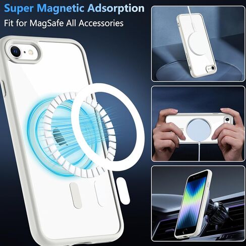 حافظة BESINPO المغناطيسية لهاتف iPhone SE 2022/SE 2020/8/7، مع واقي شاشة من الزجاج المقوى، [متوافقة مع MagSafe]، غطاء عسكري مقاوم للصدمات لهاتف iPhone SE 3/SE 2/8/7 مقاس 4.7 بوصة، أسود in Kuwait