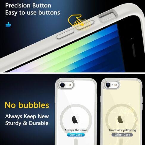 حافظة BESINPO المغناطيسية لهاتف iPhone SE 2022/SE 2020/8/7، مع واقي شاشة من الزجاج المقوى، [متوافقة مع MagSafe]، غطاء عسكري مقاوم للصدمات لهاتف iPhone SE 3/SE 2/8/7 مقاس 4.7 بوصة، أسود in Kuwait