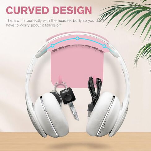 Headphone Stand,Wall-Mounted Headphone Holder,Headset Hook,Dual Hook Design,Compatible with Most Headphones and Gaming Headsets,Can be Fixed on Walls,Table Legs, and Computer Towers(Pink) in Saudi Arabia
