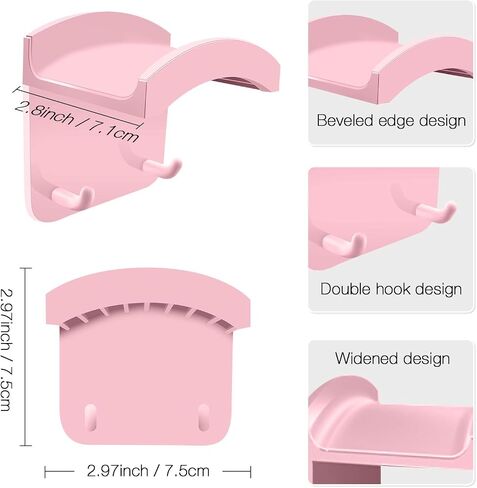 Headphone Stand,Wall-Mounted Headphone Holder,Headset Hook,Dual Hook Design,Compatible with Most Headphones and Gaming Headsets,Can be Fixed on Walls,Table Legs, and Computer Towers(Pink) in Saudi Arabia