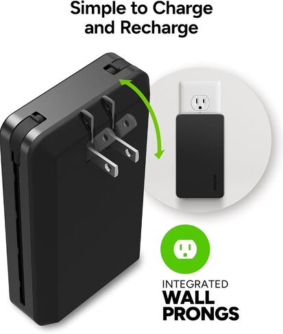 Mophie Powerstation Plus 10,000mAh Power Bank - Has Integrated USB-C and Lightning Cables, Fast Charging for Smartphones, Tablets, and iPhones in Saudi Arabia
