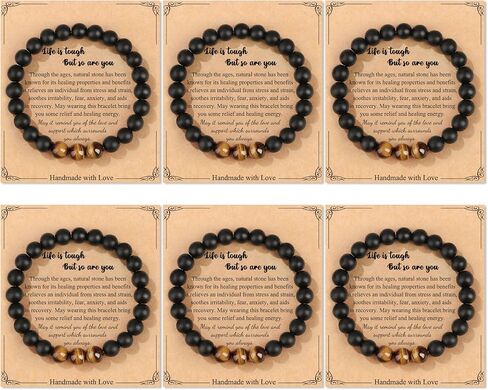 12 Pcs Black Beaded Bracelet Set Natural Healing Stone Stretch Bulk Bracelet for Men Lava Rock Bracelets for Men Stone Jewelry Gifts for Christmas Birthday in Saudi Arabia