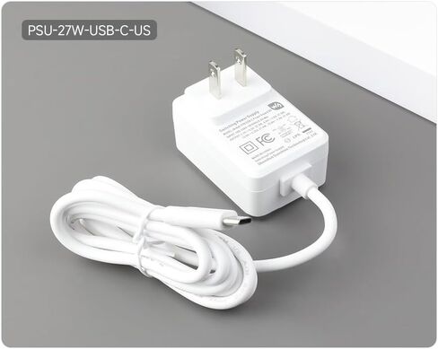 مصدر طاقة USB من النوع C 27 وات لـ Raspberry Pi 5، 5.1V/5A، 9V/3A، 12V/2.25A، 15V/1.8A (توصيل الطاقة) مزود طاقة PD، طول كابل 1.2 متر 18AWG متوافق مع Raspberry Pi 5 (أبيض) ) in Saudi Arabia