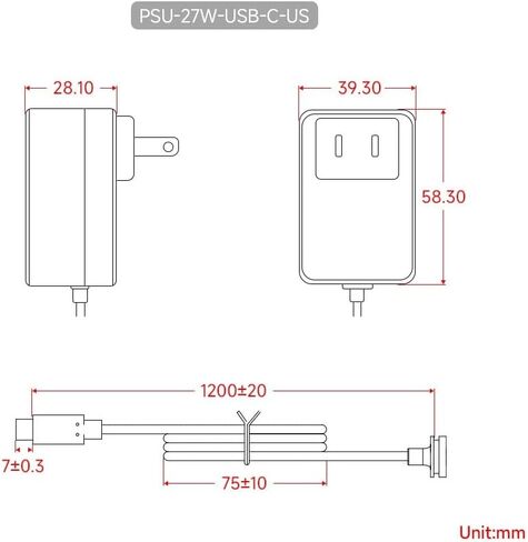 مصدر طاقة USB من النوع C 27 وات لـ Raspberry Pi 5، 5.1V/5A، 9V/3A، 12V/2.25A، 15V/1.8A (توصيل الطاقة) مزود طاقة PD، طول كابل 1.2 متر 18AWG متوافق مع Raspberry Pi 5 (أبيض) ) in Saudi Arabia