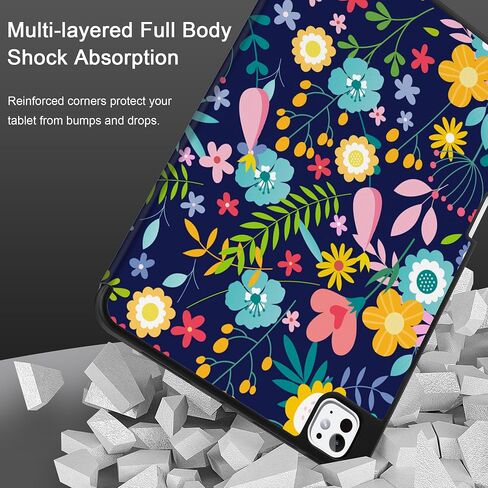 DONGKE Case for iPad Pro M4 11 inch 2024 5th Generation - [Built-in Pencil Holder] Ultra Thin Soft TPU Back Cover with Trifold Stand Support Auto Wake/Sleep for iPad Pro 11-inch (M4) - Florals in Saudi Arabia