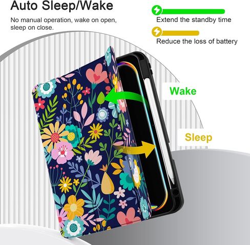 DONGKE Case for iPad Pro M4 11 inch 2024 5th Generation - [Built-in Pencil Holder] Ultra Thin Soft TPU Back Cover with Trifold Stand Support Auto Wake/Sleep for iPad Pro 11-inch (M4) - Florals in Saudi Arabia