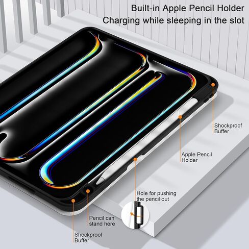 DONGKE Case for iPad Pro M4 11 inch 2024 5th Generation - [Built-in Pencil Holder] Ultra Thin Soft TPU Back Cover with Trifold Stand Support Auto Wake/Sleep for iPad Pro 11-inch (M4) - Florals in Saudi Arabia