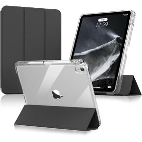 aoub Hybrid Case for iPad Air 11-inch M2 (2024), iPad Air 5th Generation 2022/iPad Air 4th Gen 2020 with Pencil Holder, Detachable Sliding Cover with Clear Hard Back Shell, Black