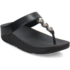 FitFlop women's Fino Mirror-dome Leather Toe-Post Sandals Wedge