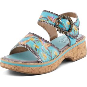 Spring Step L'Artiste Women's KENNA Hand-Painted Leather Sandals with Crystal Buckle