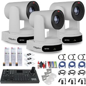 PTZOptics Move 4K SDI/HDMI/USB/IP PTZ Camera with 30x Optical Zoom (White) (PT30X-4K-WH-G3) + Camera Joystick Controller + 3 x Universal Wall Mount + Lens Cleaning Kit + Ethernet Cable + Wire Ties